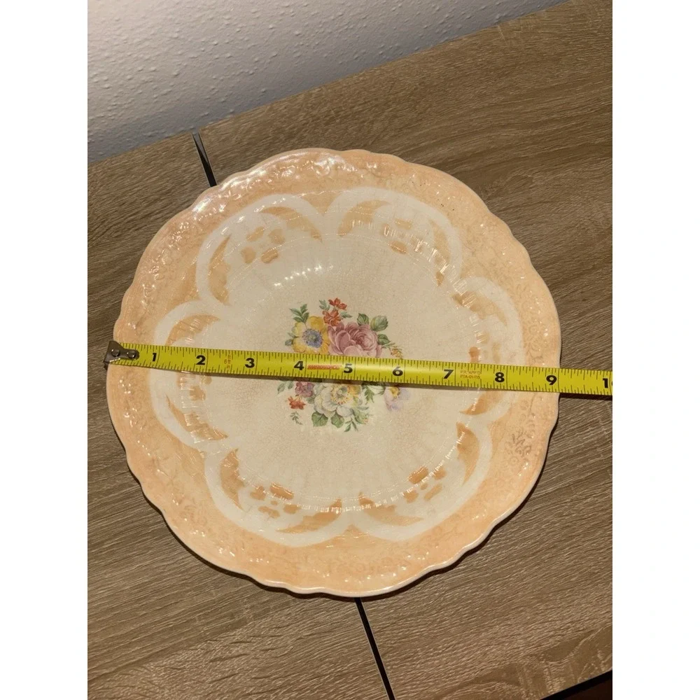 Antique Set of Bowls Crown Ivory 1936 Ceramic Earthenware Dresden China Floral